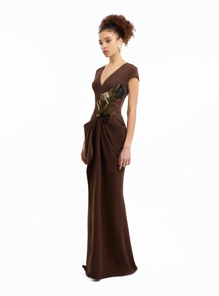 Gemy Maalouf V-Neck Embellished Gown