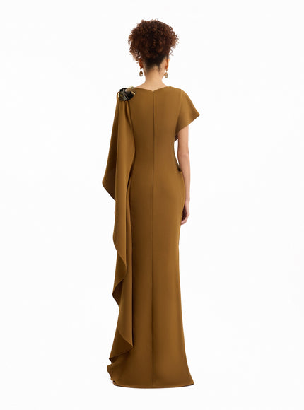 Gemy Maalouf Asymmetric Cape Gown
