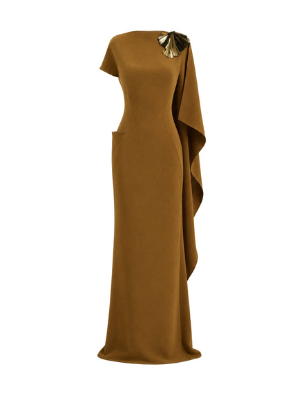 Gemy Maalouf Asymmetric Cape Gown