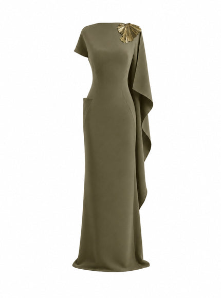 Gemy Maalouf Asymmetric Cape Gown
