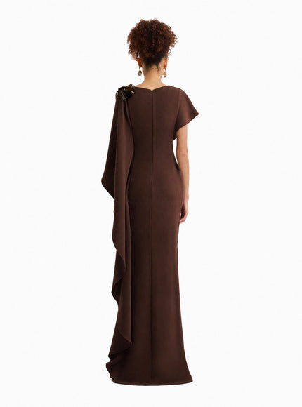 Gemy Maalouf Asymmetric Cape Gown