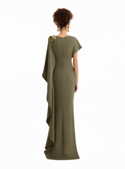 Gemy Maalouf Asymmetric Cape Gown
