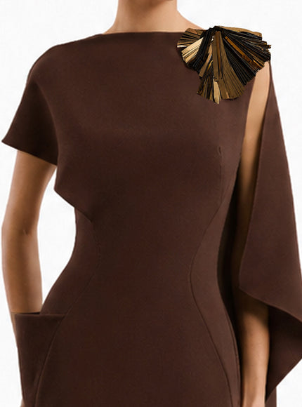 Gemy Maalouf Asymmetric Cape Gown