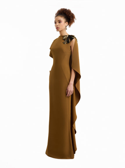 Gemy Maalouf Asymmetric Cape Gown