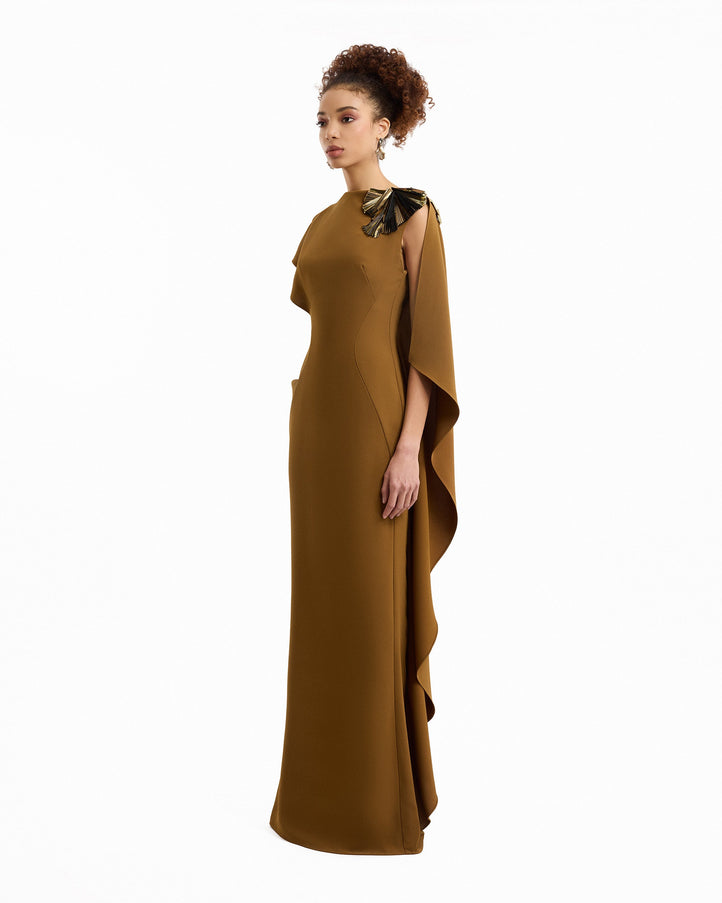 Gemy Maalouf Asymmetric Cape Gown