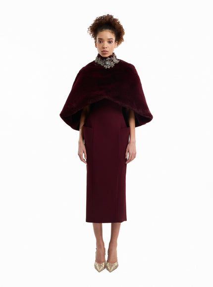 Gemy Maalouf Strapless Midi Dress With Bolero Wine