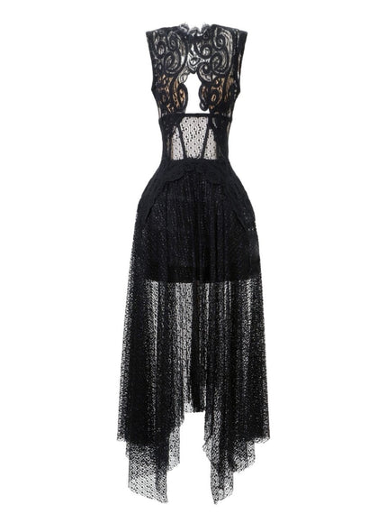 Gemy Maalouf Intricate Lace Dress Black
