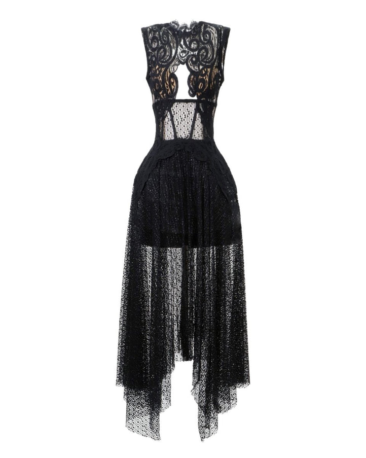 Gemy Maalouf Intricate Lace Dress Black