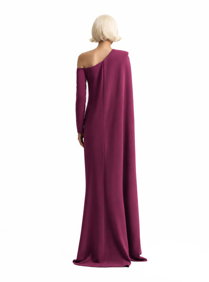 Gemy Maalouf One-Shoulder Gown Mulberry