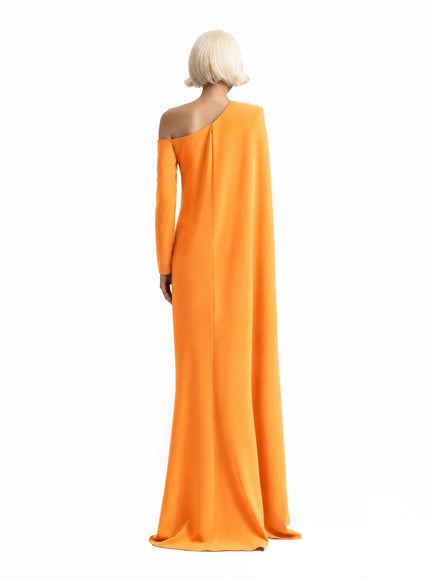 Gemy Maalouf One-Shoulder Gown Orange