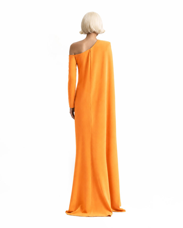 Gemy Maalouf One-Shoulder Gown Orange