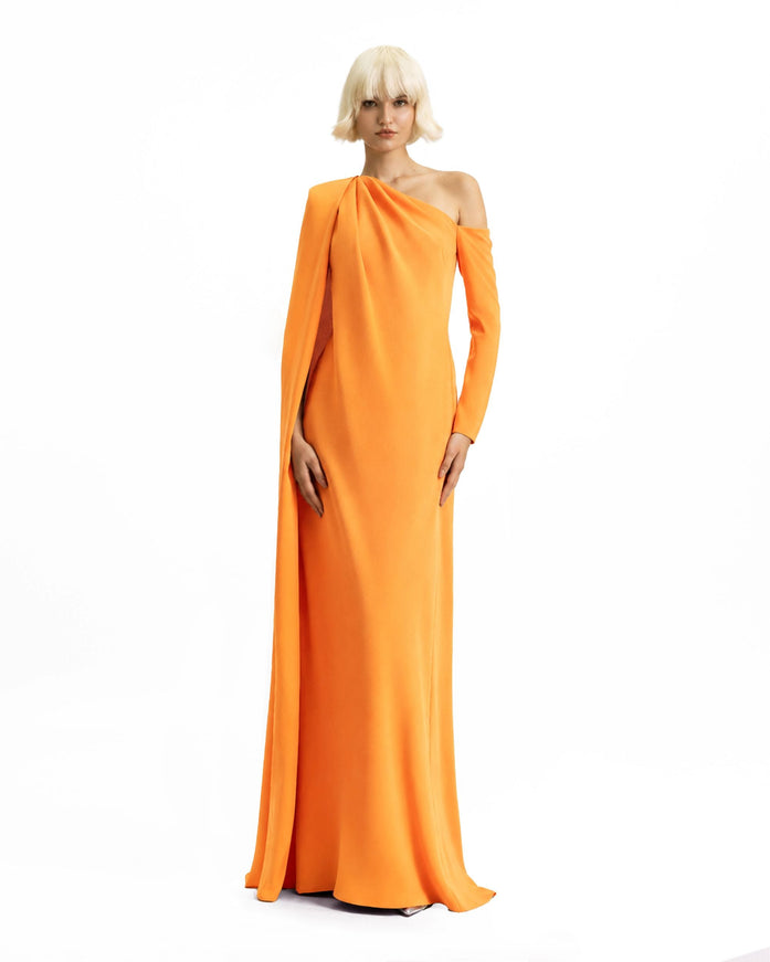 Gemy Maalouf One-Shoulder Gown Orange