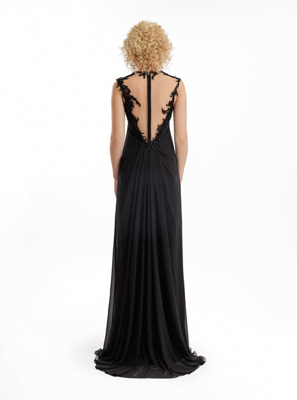 Gemy Maalouf Beaded A-Line Open-Back Gown
