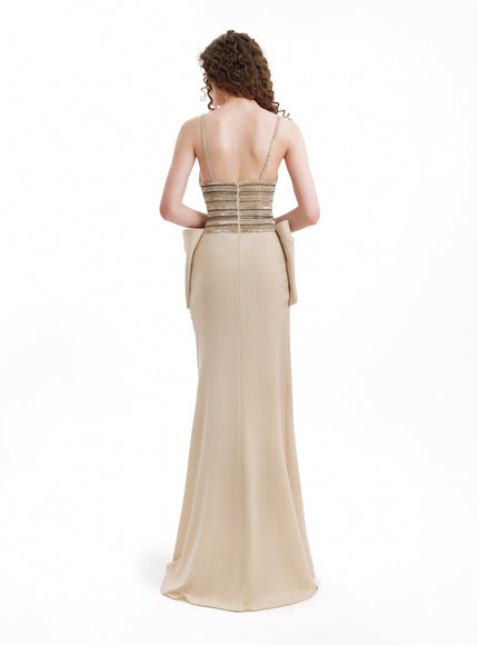 Gemy Maalouf Beaded Gown With Bow