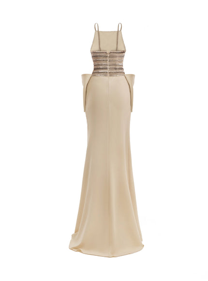 Gemy Maalouf Beaded Gown With Bow