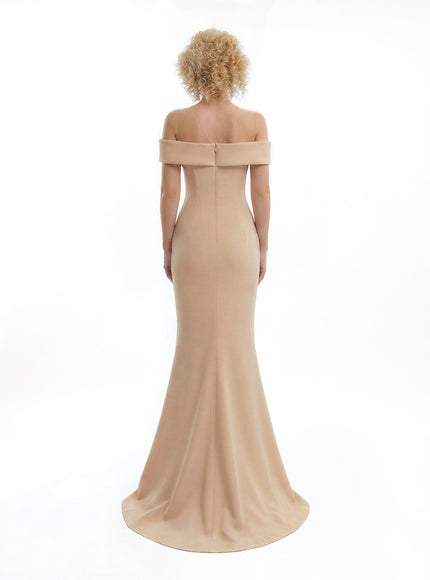 Gemy Maalouf Floral Beaded Off-Shoulder Gown