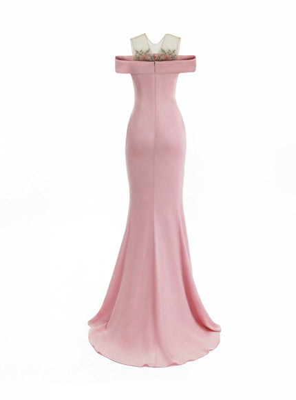 Gemy Maalouf Floral Beaded Off-Shoulder Gown