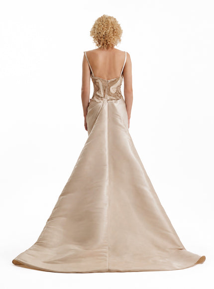 Gemy Maalouf Embroidered Gown With Draped Waist