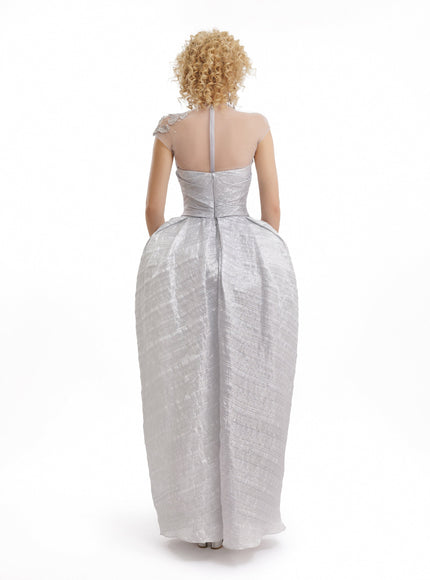 Gemy Maalouf Strapless Beaded Draped Gown