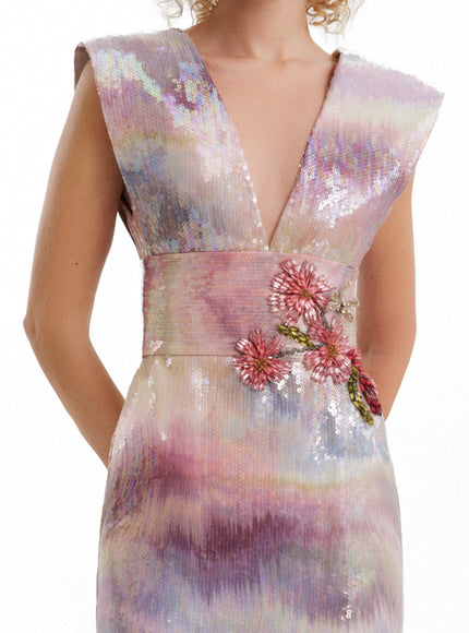 Gemy Maalouf V-Neck Sequin Gown