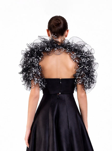 Gemy Maalouf Cropped Top With Ruffled Bolero