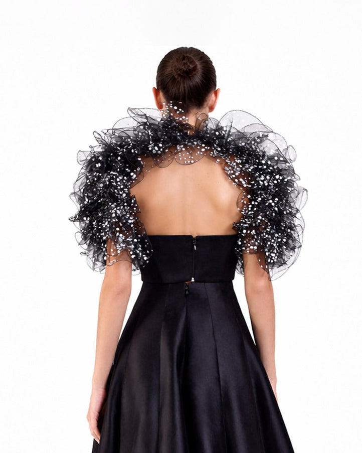 Gemy Maalouf Cropped Top With Ruffled Bolero