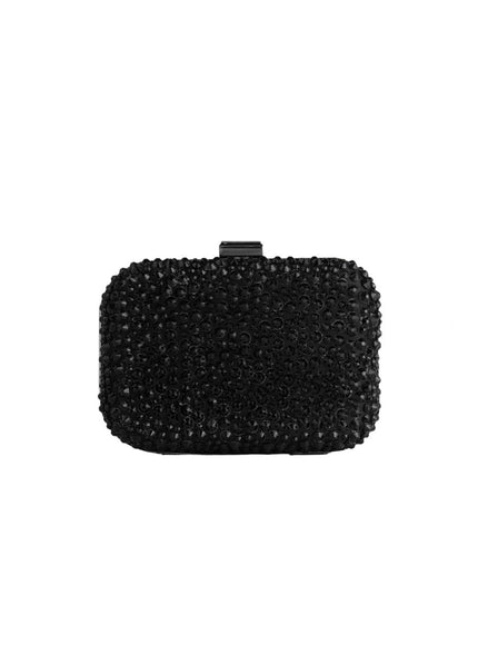 Gemy Maalouf Crystal-Embellished Crepe Clutch Black