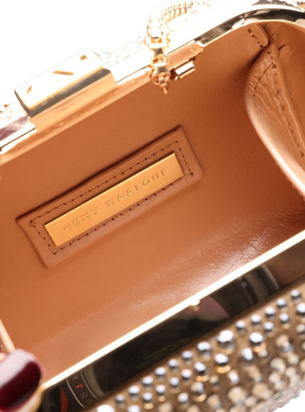 Gemy Maalouf Crystal-Embellished Crepe Clutch
