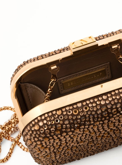 Gemy Maalouf Crystal-Embellished Crepe Clutch