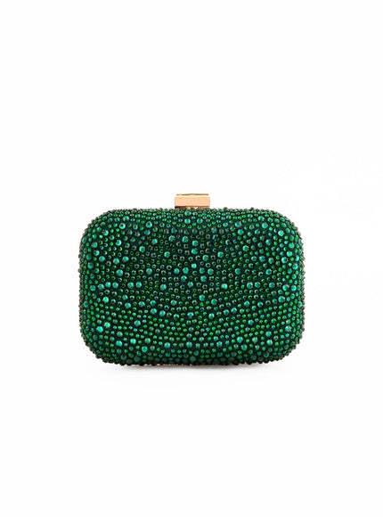 Gemy Maalouf Crystal-Embellished Crepe Clutch Emerald Green