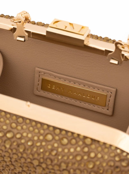 Gemy Maalouf Crystal-Embellished Crepe Clutch