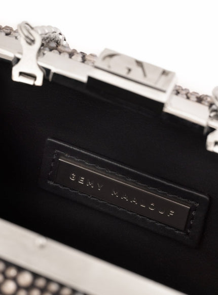 Gemy Maalouf Crystal-Embellished Crepe Clutch