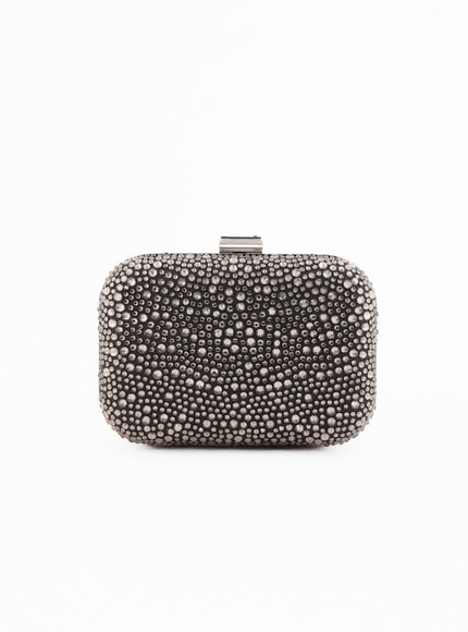 Gemy Maalouf Crystal-Embellished Crepe Clutch Metal Black