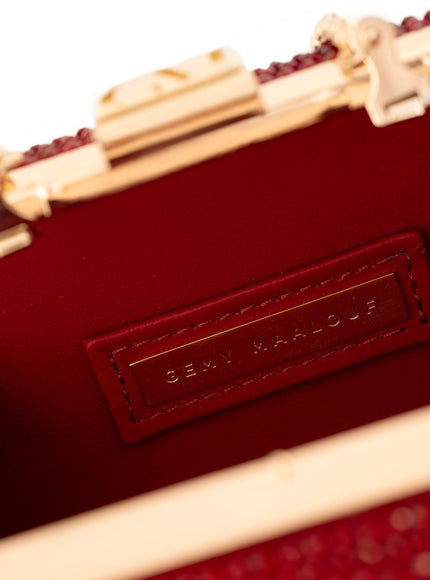 Gemy Maalouf Crystal-Embellished Crepe Clutch