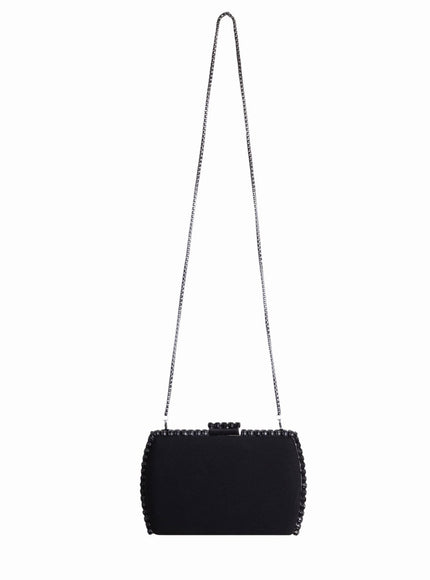Gemy Maalouf Black Clutch With Black Hardware