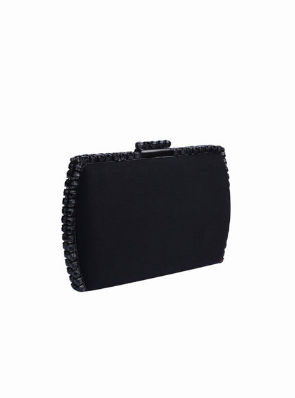 Gemy Maalouf Black Clutch With Black Hardware