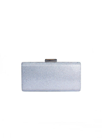 Gemy Maalouf Rhinestones Silver Clutch Metallic