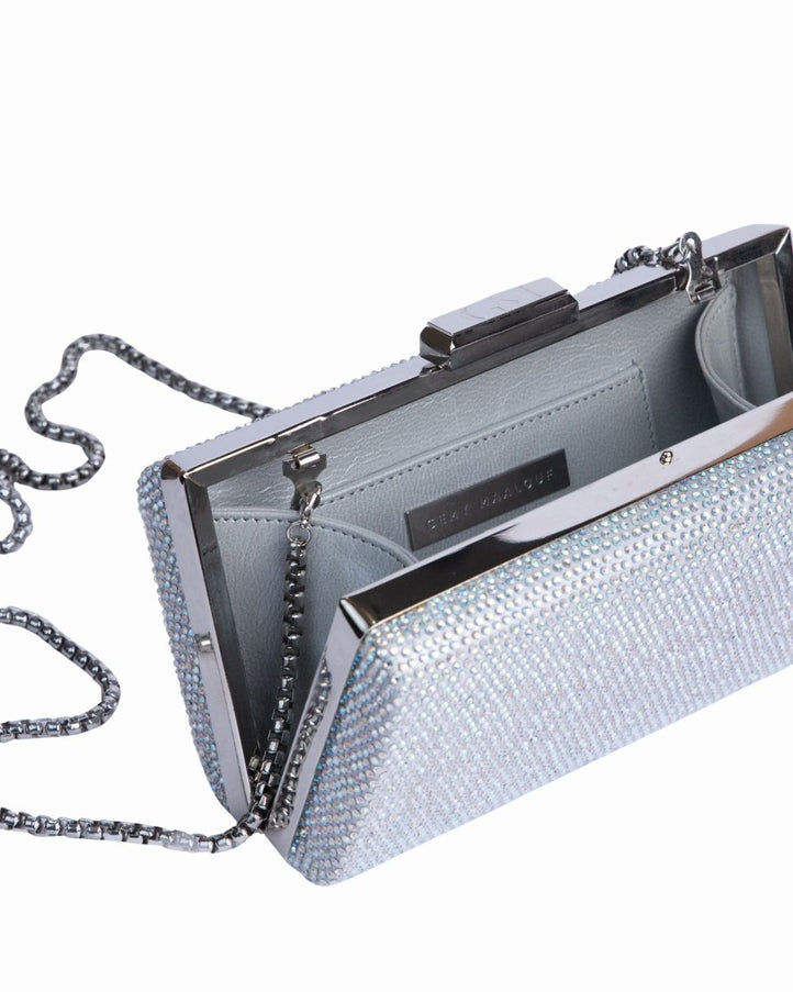 Gemy Maalouf Rhinestones Silver Clutch