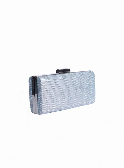 Gemy Maalouf Rhinestones Silver Clutch