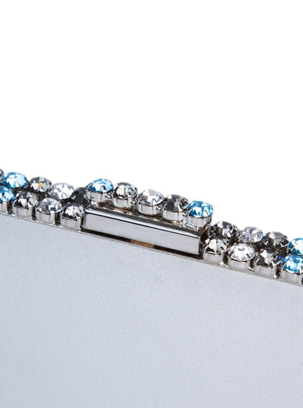 Gemy Maalouf Grey Clutch With Multicolor Studs