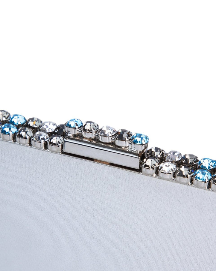 Gemy Maalouf Grey Clutch With Multicolor Studs