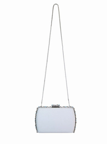 Gemy Maalouf Grey Clutch With Multicolor Studs