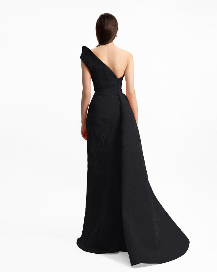 Gemy Maalouf One-Shoulder Draped Waistline Gown