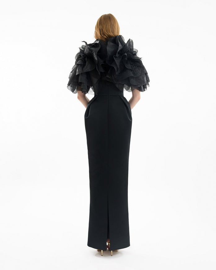 Gemy Maalouf Strapless Gown With Ruffled Bolero
