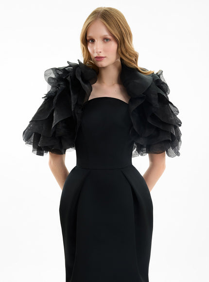 Gemy Maalouf Strapless Gown With Ruffled Bolero