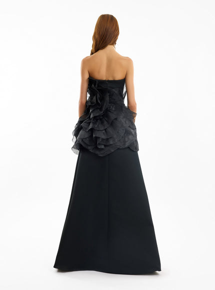 Gemy Maalouf Strapless Organza Flower Gown