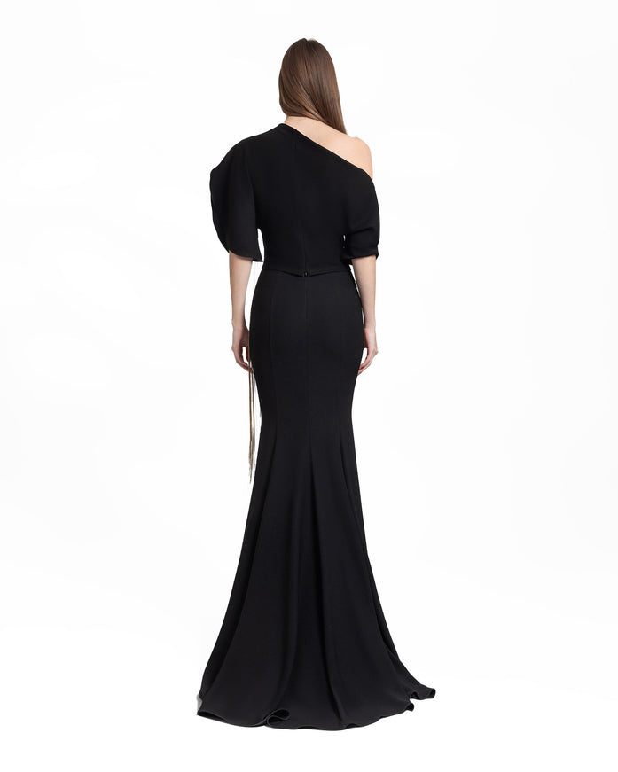 Gemy Maalouf Asymmetrical Neckline Gown No. 7052