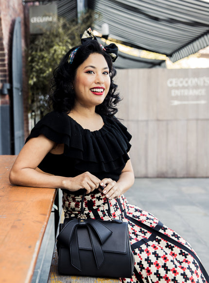 Gunas New York Cottontail Black Vegan Leather Bag