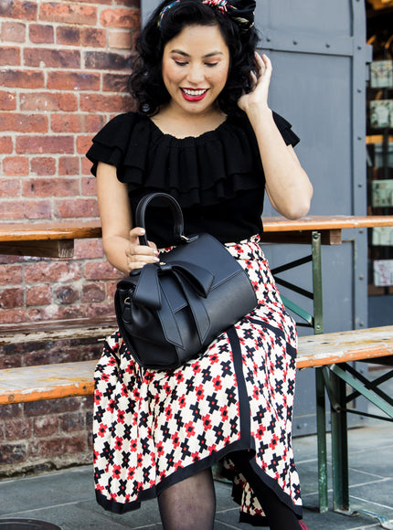 Gunas New York Cottontail Black Vegan Leather Bag