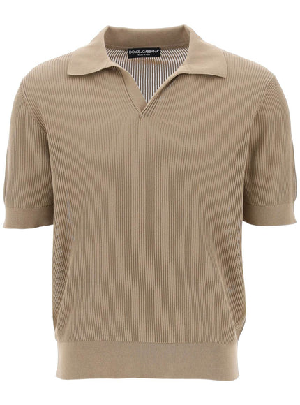 Dolce & Gabbana cotton ribbed perforated polo shirt